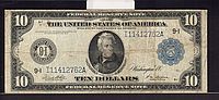 Fr.939, 1914 $10 Minneapolis Federal Reserve Note, VF
